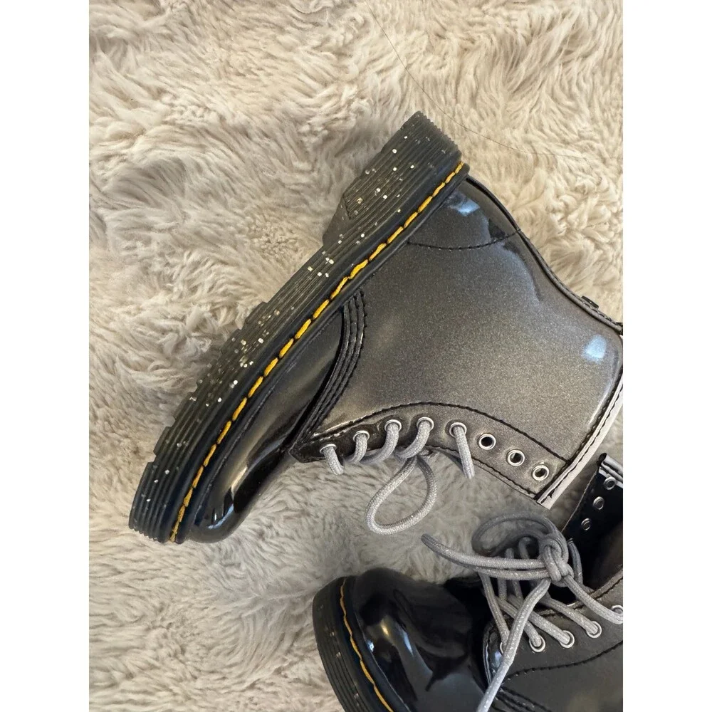 Dr. Martens 1460 8-Eye Patent Boot - Toddler - Black / Silver Gradient